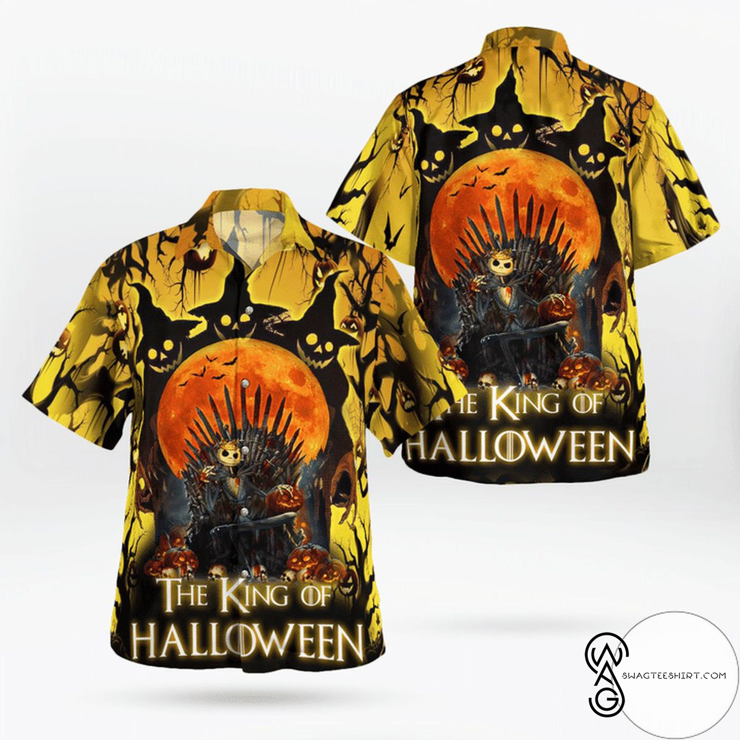 [Top Trending] Jack Skellington Tropical Halloween Casual Beach Full Printing Hawaiian Shirt